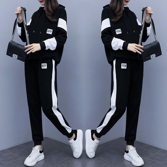 Womens Loose Plus-Size Fashionable Sportswear Set