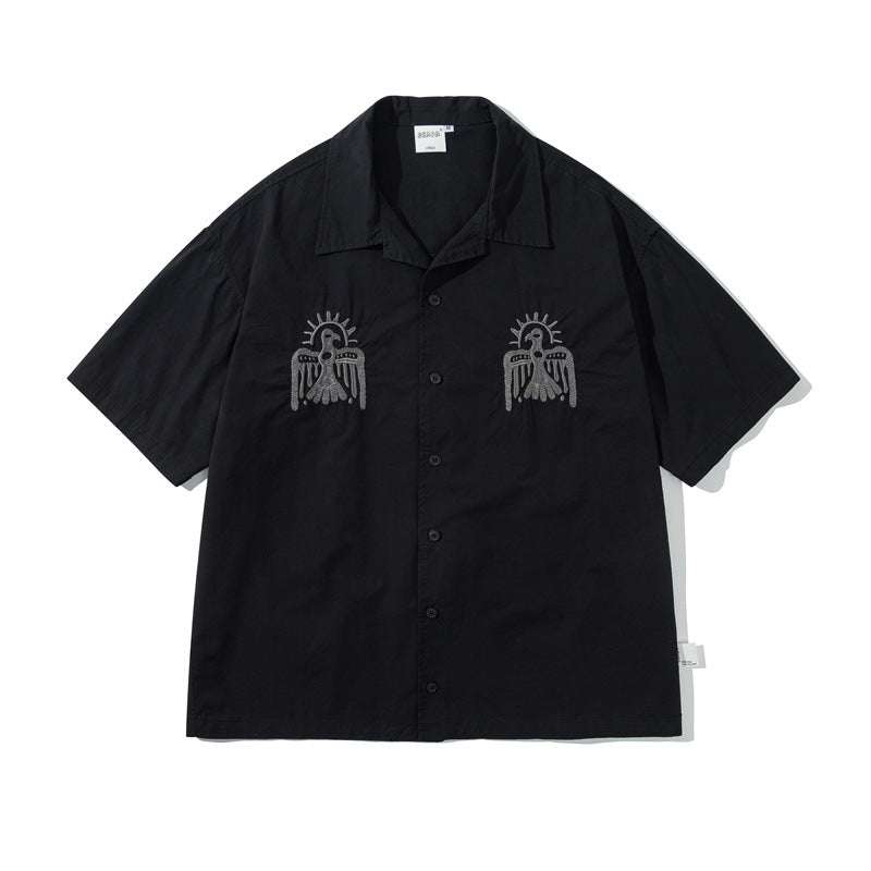 Summer Fashion Brand Retro Funny Embroidery Leisure Cargo Shirt