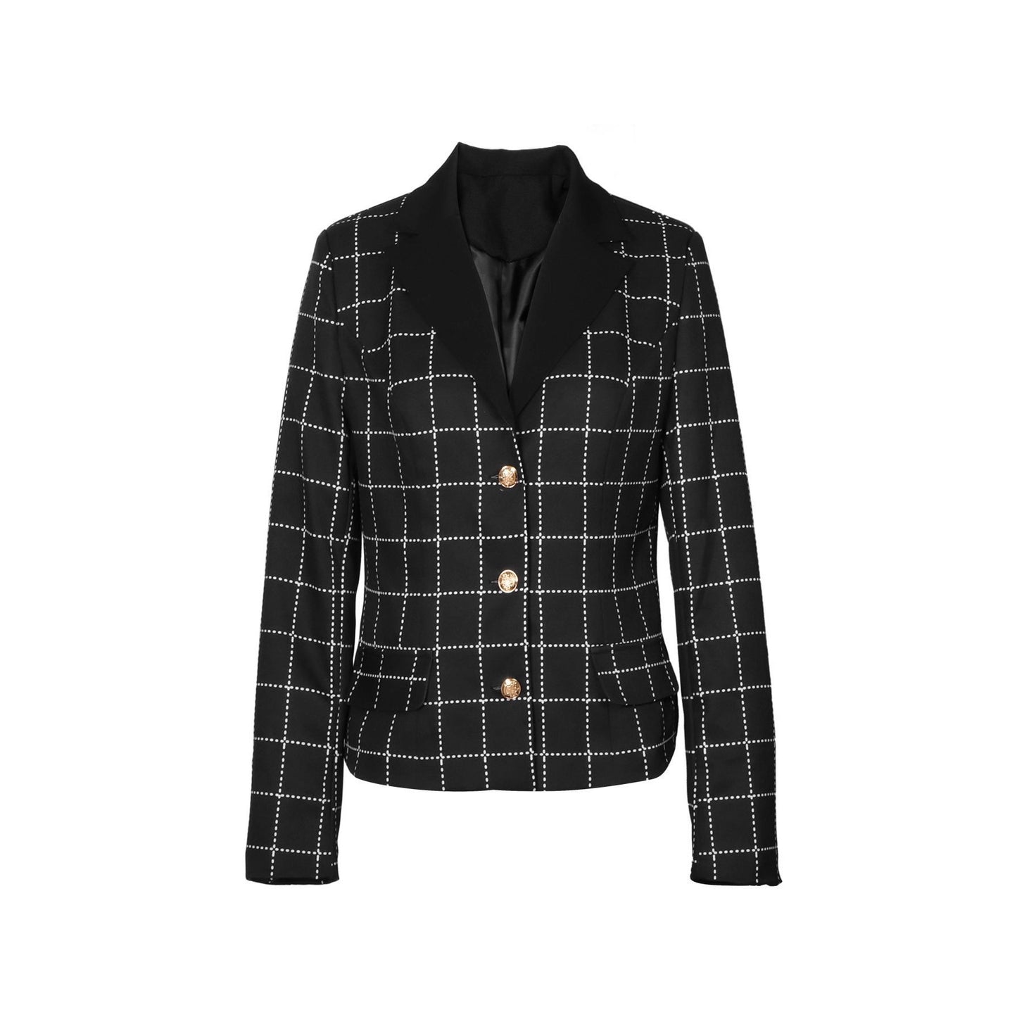 Womens Slim-Fit Casual Long-Sleeve Houndstooth Jacket