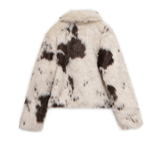 Fashion Temperament Women's Faux Fur Effect Animal Print Coat