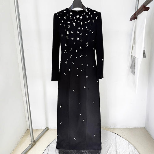 Elegant Sophisticated Long-sleeve Maxi Dress