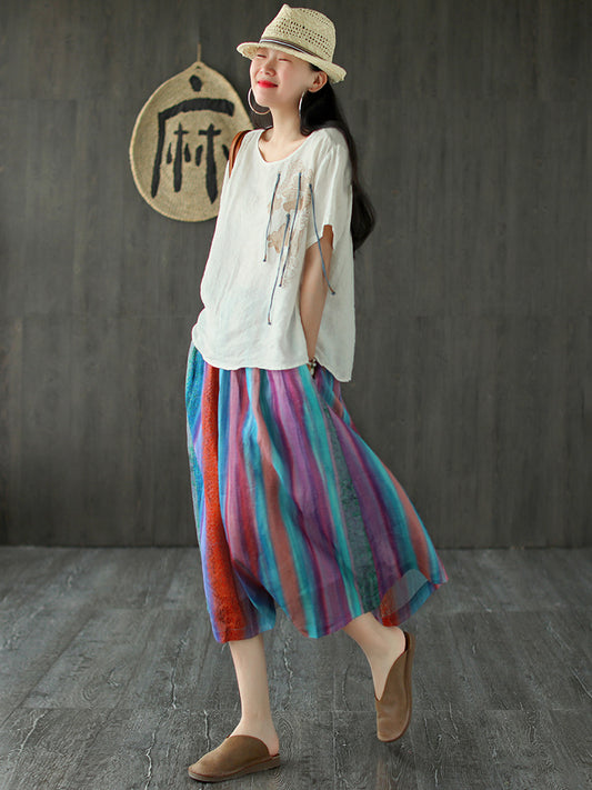 Retro Art Elastic-waist Midi Dress