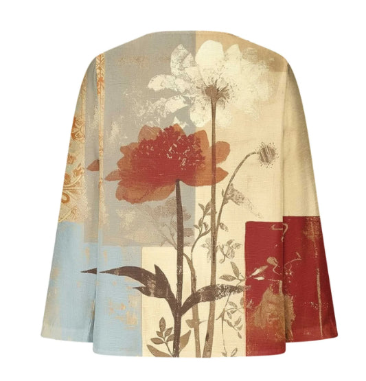 Women's Retro Red Floral Pattern Print Flowy Tunic