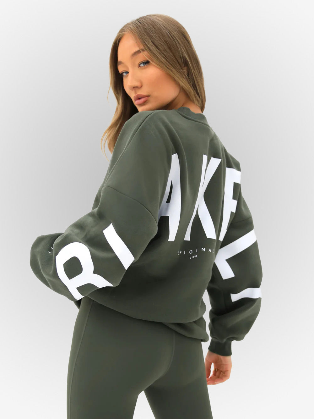 Moderigtig printet tyk langærmet løs sweatshirt