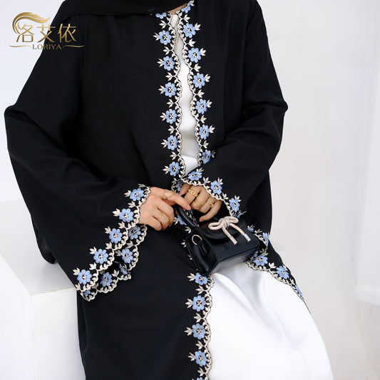 Dubai Flower Embroidered Cardigan Robe LR909