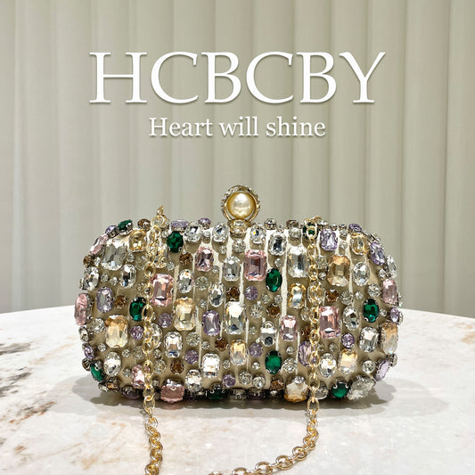 Womens Luxurious Gold-colored Clutch With Dazzling Rhinestone Accents