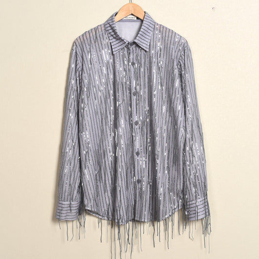 Sequined Tassel Shirt Shiny Jazz Dance