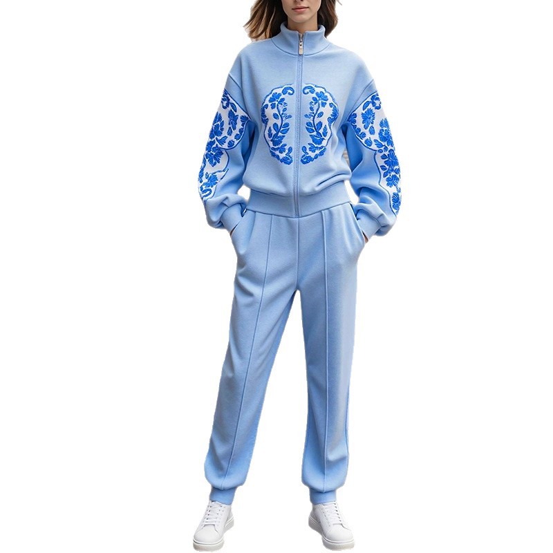 Personality Sports Casual Top And Trousers Suit