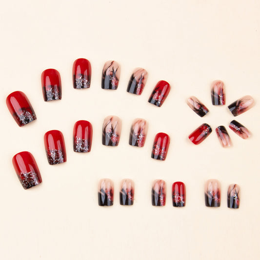 Colorful Flame Fire Pattern Fake Nail Patch