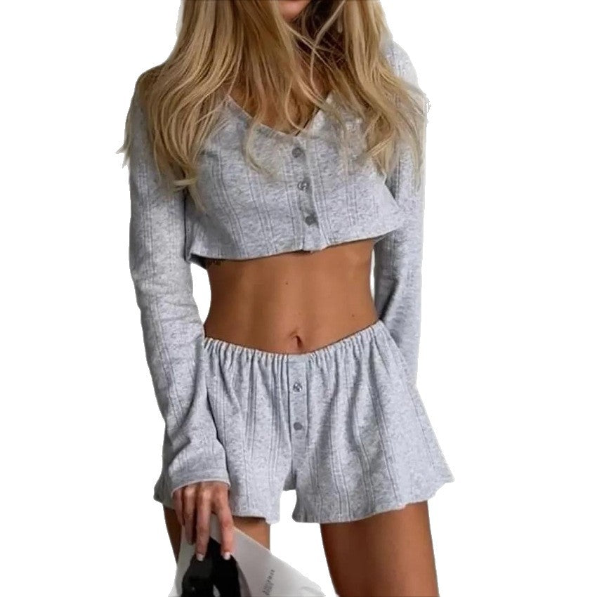 Casual Solid Color Cardigan Casual Women's Suit
