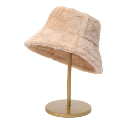 Thickened Plush And Minimalist Imitation Rabbit Hair Basin And Sweet Female Bucket Hat
