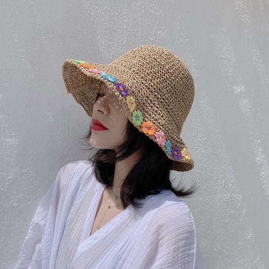 Small Flower Foldable Curling Sun Hat Beach Sun Hat Breathable Fisherman