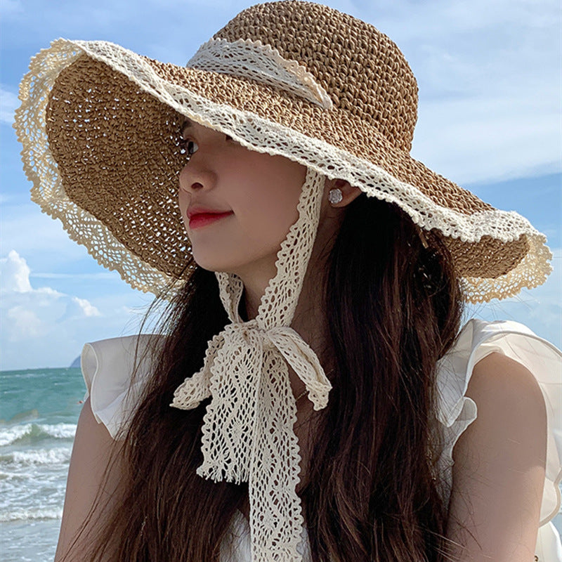 Women's Straw Hat Thin Breathable Lace Hollow