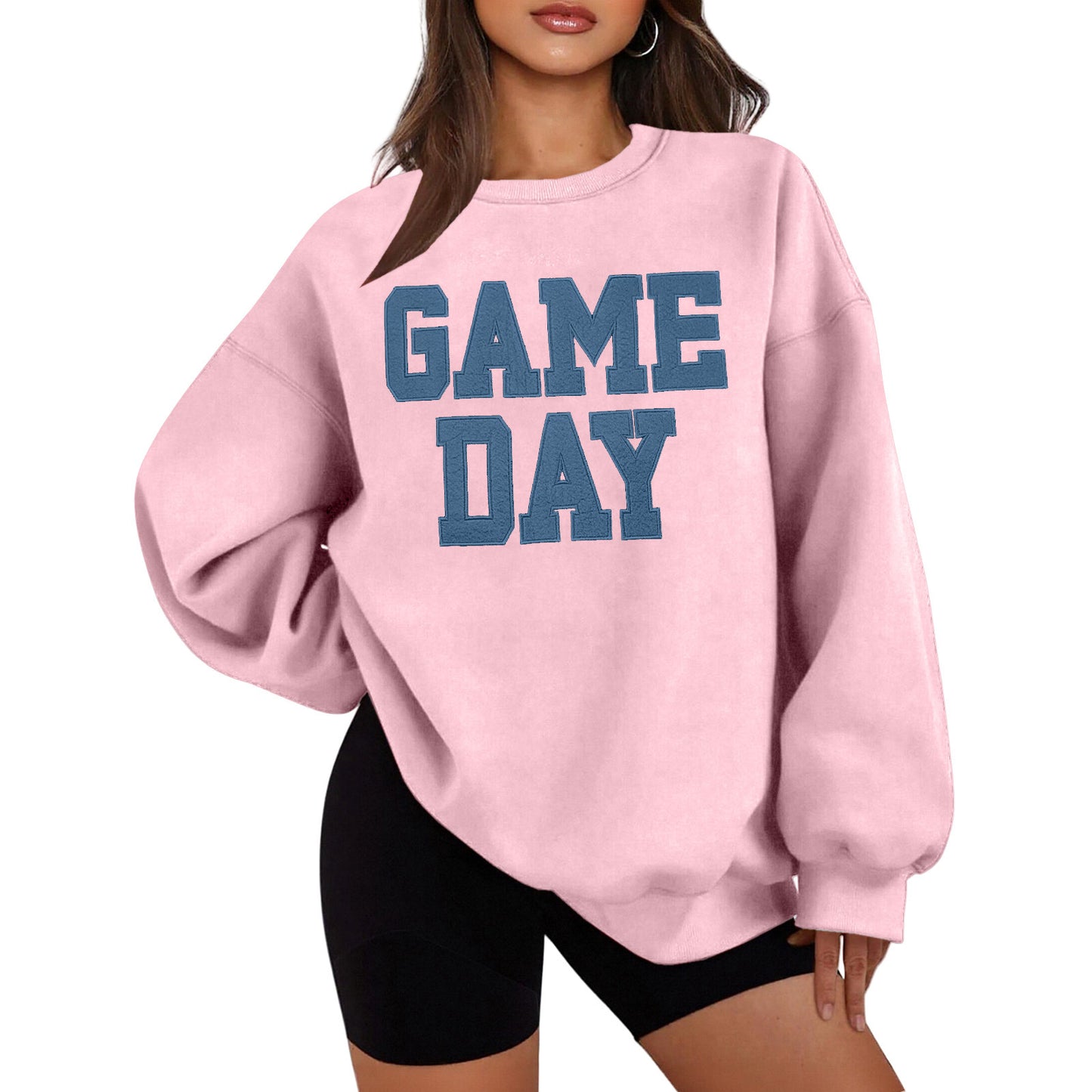 Afslappet løstsiddende sweatshirt med rund hals og bogstavprint