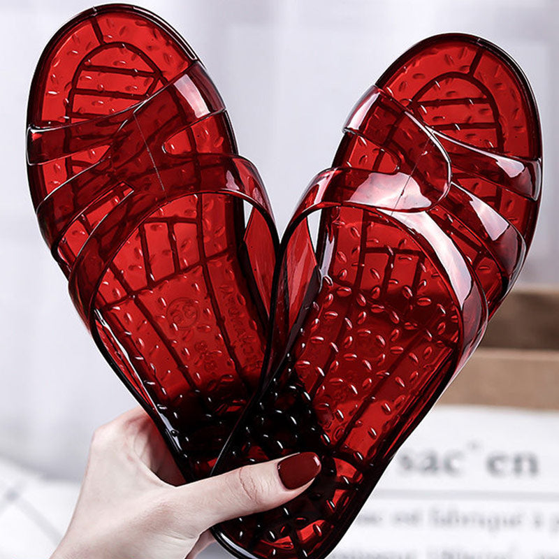 Crystal Glitter Slippers Women's Plastic Transparent Plastic Low Heel