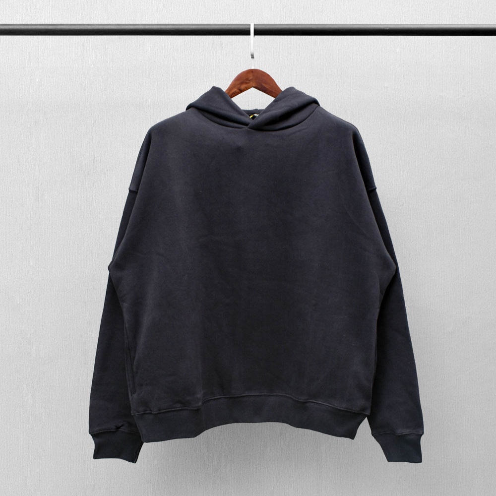 Klassisk ensfarvet High Street hættetrøje med fleece til mænd