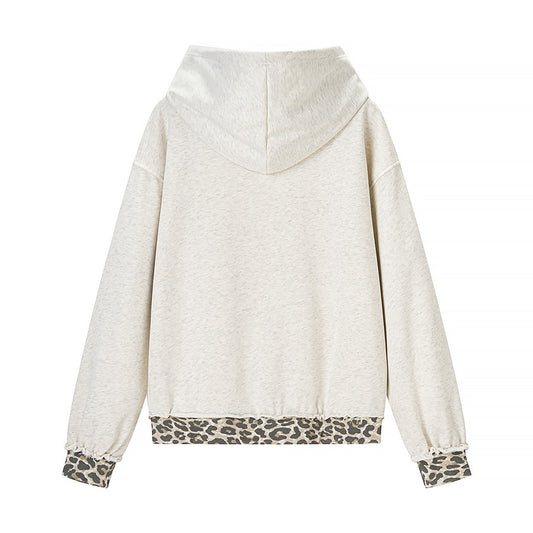 Casual Patchwork Perforated Hooded Sweatshirt For Women