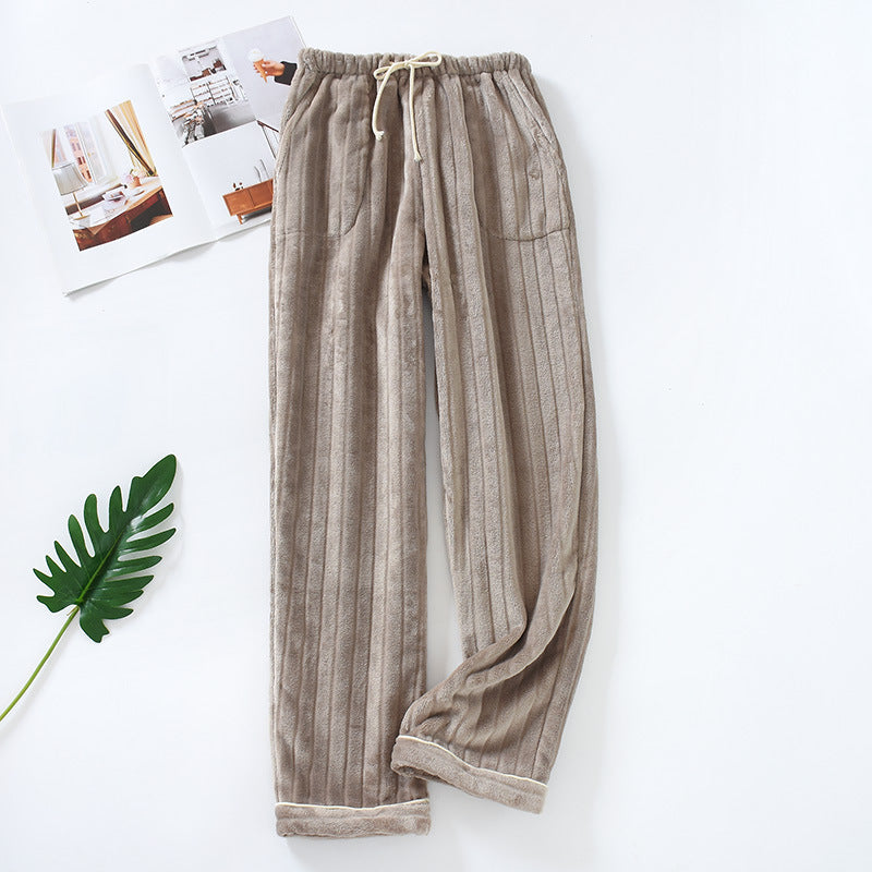 Couple Flannel Home Pants Trousers Thick Coral Fleece Warm Pants Men Plus Size Pants