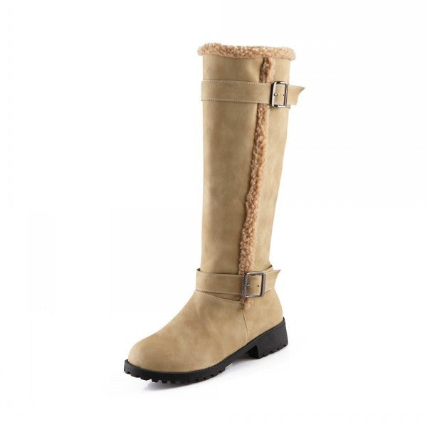 Women's Low Heel Belt Buckle Boots