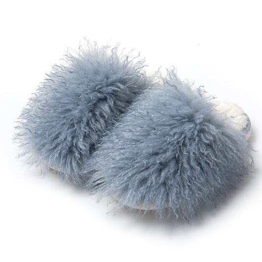 Long Fur Toe Cap Cotton Slippers Home Plush