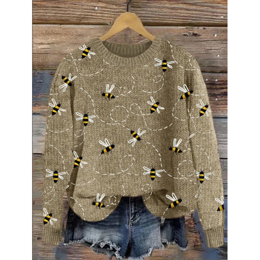 Womens Pullover Sporty Casual Crew-Neck Long-Sleeve Top