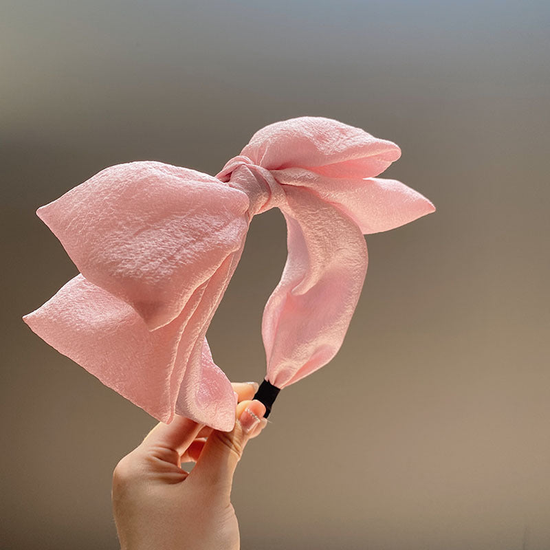 Seersucker Oversized Bow Headband High Sense Wide-brim Hair Accessories