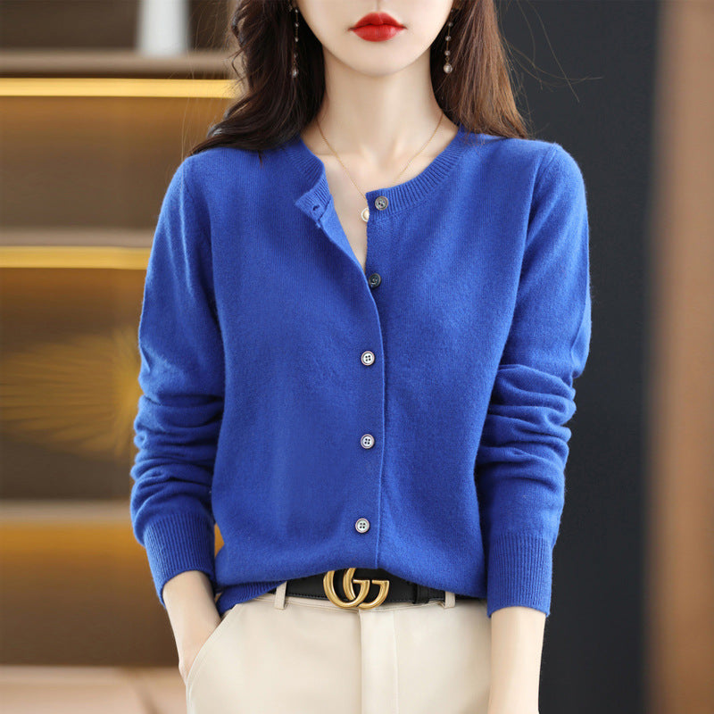 New Womens Short Long-sleeved Knitted Cardigan Sweater