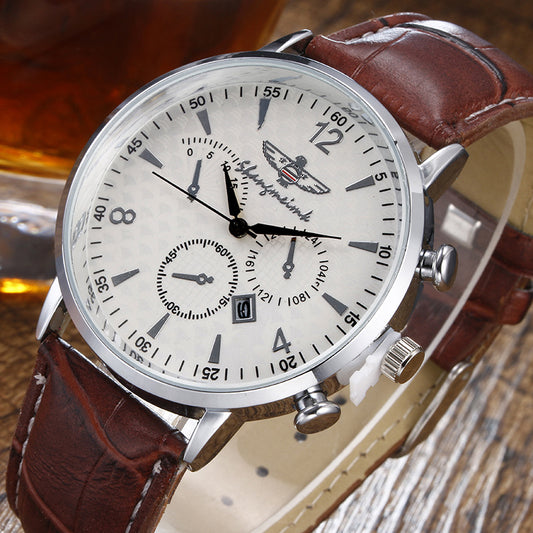 Men's Simple Calendar Leisure Quartz Belt Watch