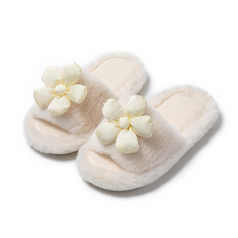 Flowers Openings Cotton Slippers Color Matching Home