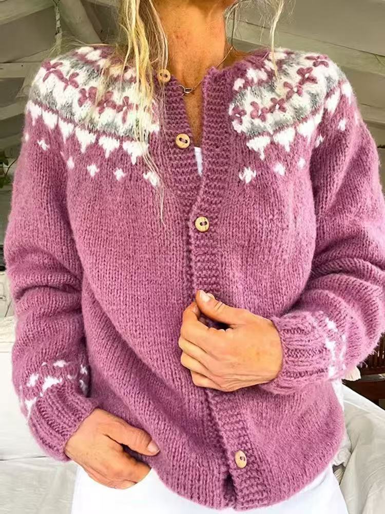 Cardigan Color-blocked Loose-fitting Fashionable Knitwear