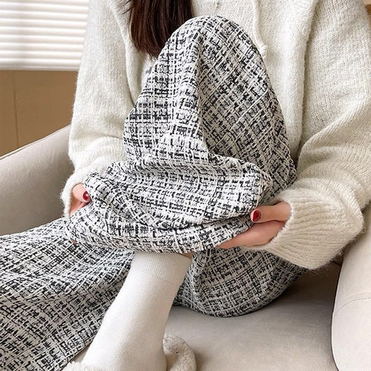 Womens Plaid Wide-leg Pants With A High Waist For A Slimming Look