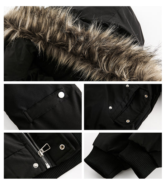 American Retro Fashion Brand Windproof Outdoor Fur Collar Cotton Clothes