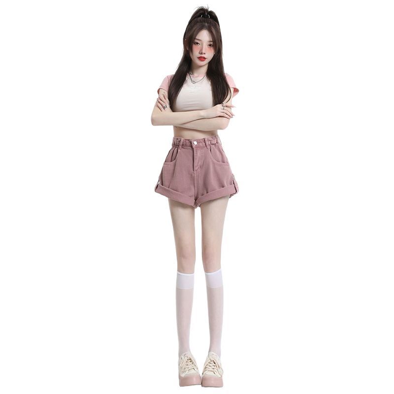 Cowboy Dirty Wide-leg Denim Shorts For Women