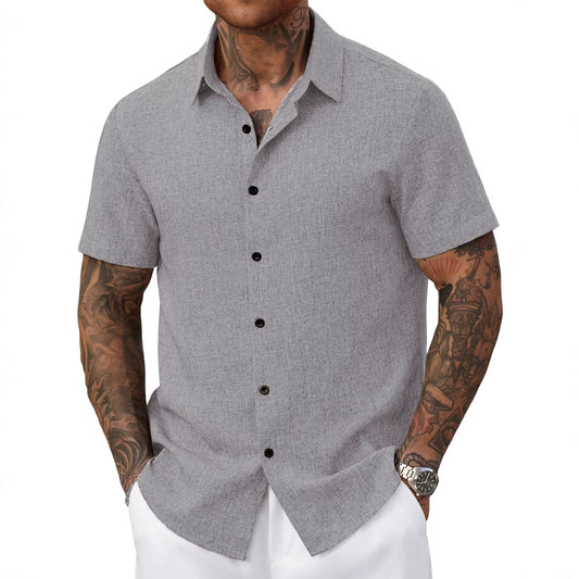 Men's Lapel Short-Sleeve Casual Shirt