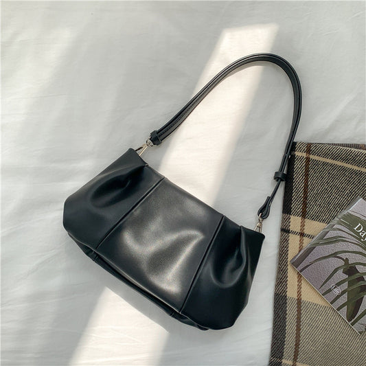 Fashion Zipper Pleated Portable Underarm Bag
