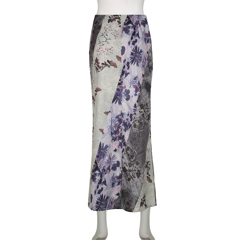 Women's Vintage Floral Printed Woven Skirt