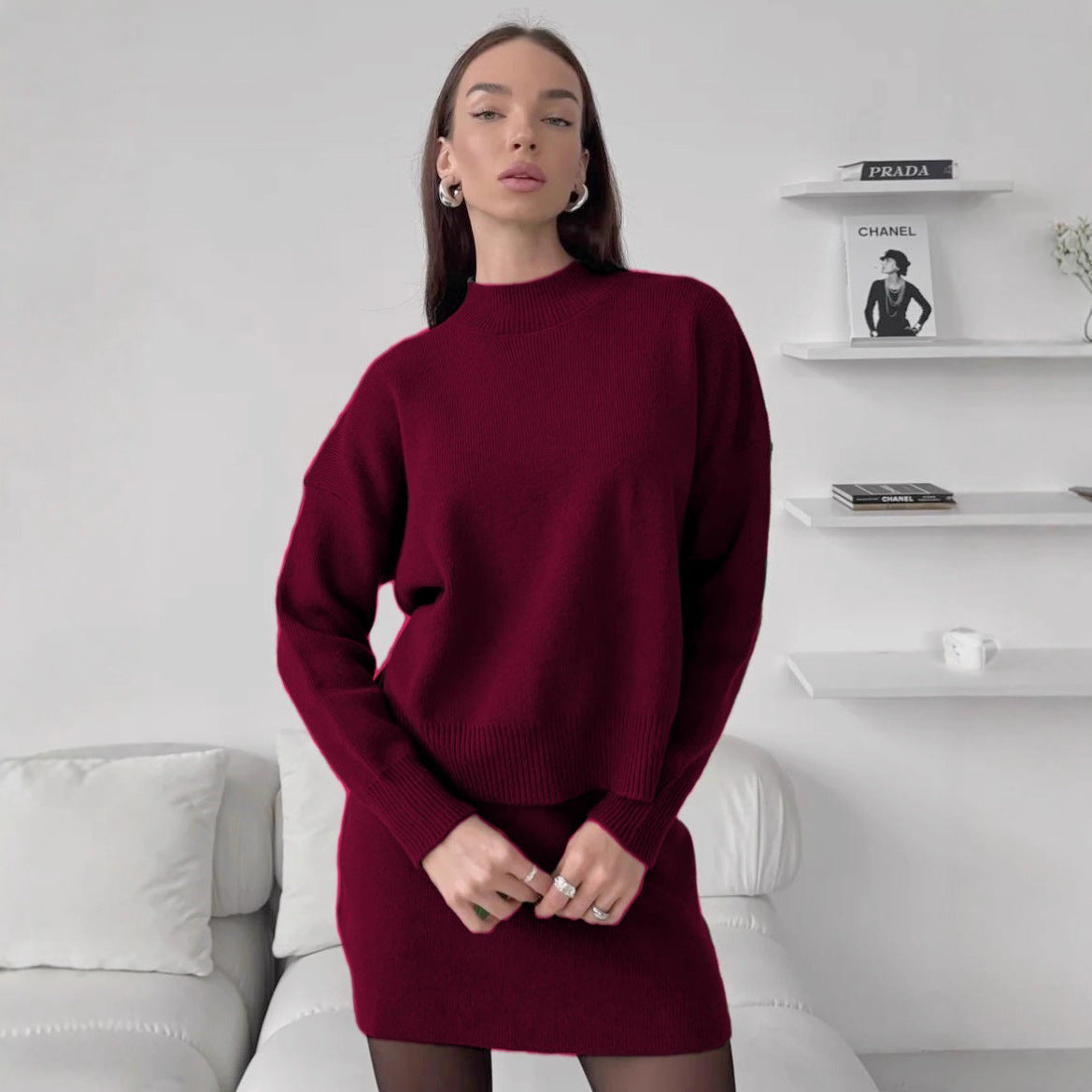 Multi-Color Temperament Crew Neck Commuting Suit