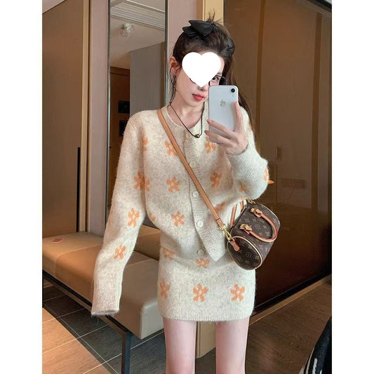 Autumn And Winter Korean-style Petite Women's Sweater Set New Fashionable