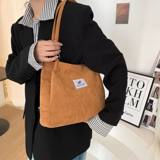 Corduroy Lazy Style Large Capacity Tote Bag