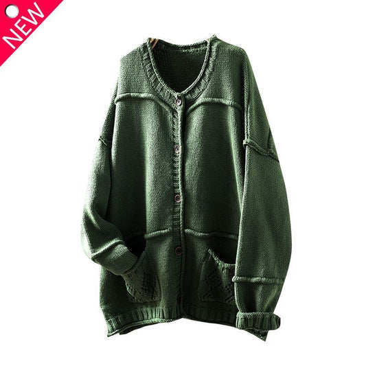 Women's Vintage Distressed Stitching Knitted Sweater
