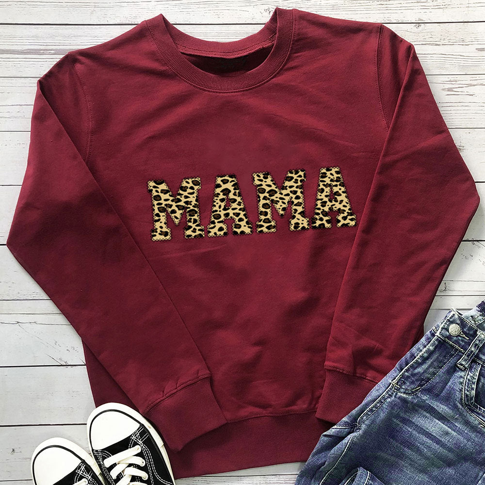 Leopardprint Mors Dag Sweatshirt Casual