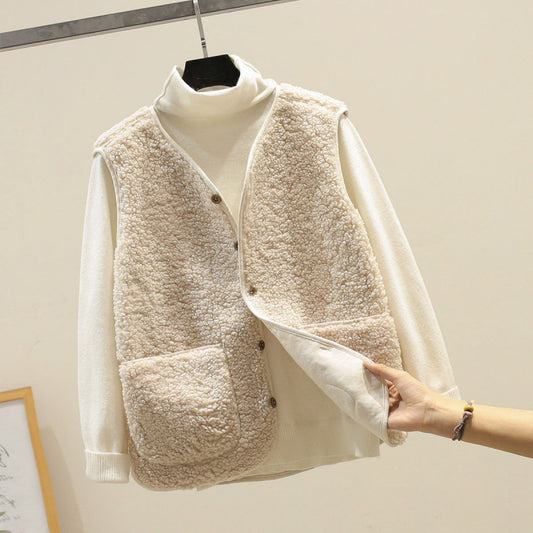 Version Fur Vest Granule Fleece Shoulder Jacket