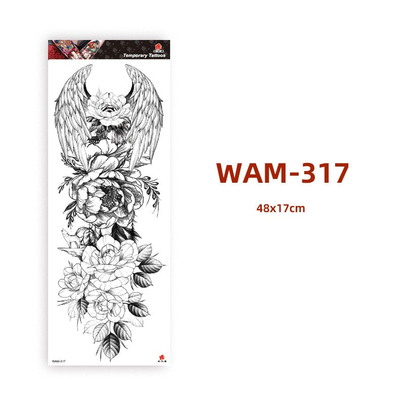 Environmental protection waterproof sweat lasting tattoo stickers personality fashion trend skull dragon carp owl full arm tattoo