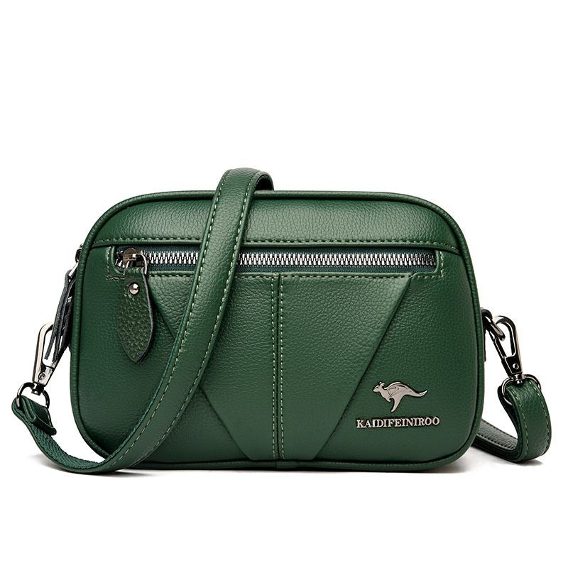 Blødt okselæder Fashion All-match Skulder Crossbody Lille Rund Taske