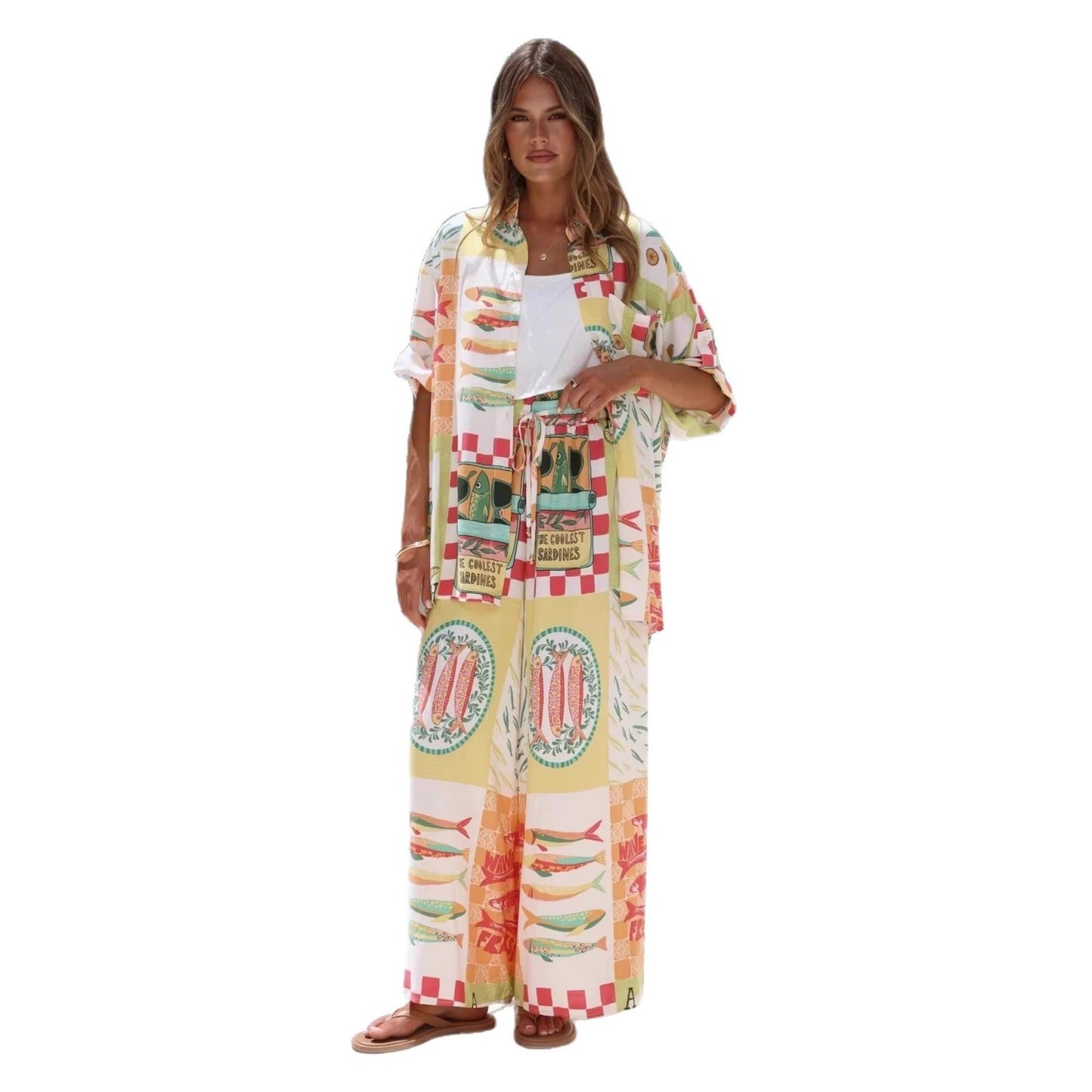 Stylish Linen Short-sleeve Casual Loose-fit Drawstring Set