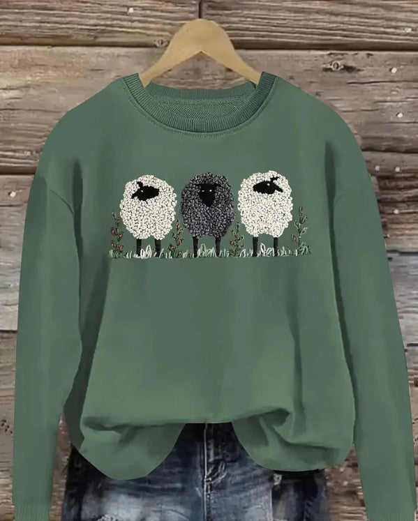 Casual Long-sleeved Round Neck Cashmere Printed Pullover Sweater