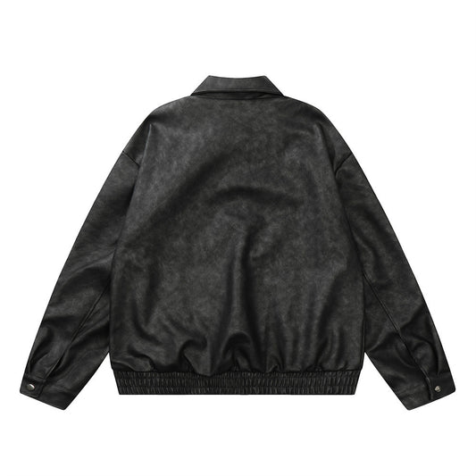 Men's FallWinter Loose Casual Leather Clothing Coat