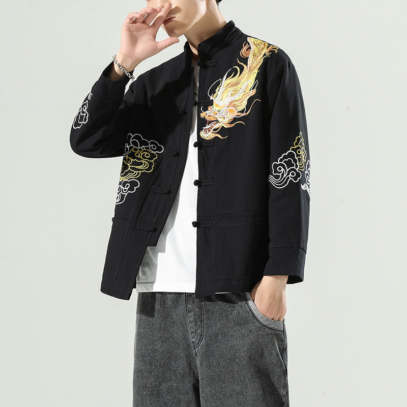 Men's Casual Embroidered Long Sleeve Jacket