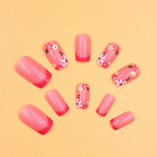 Ice-transparent Multi-color Floral Gentle Sweet Wearable Nail Art