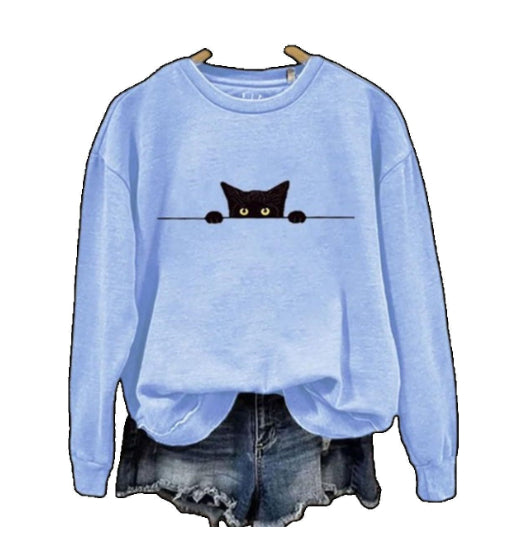 Womens Loose-fitting Long-sleeve Crew-neck Top With A Printed Design